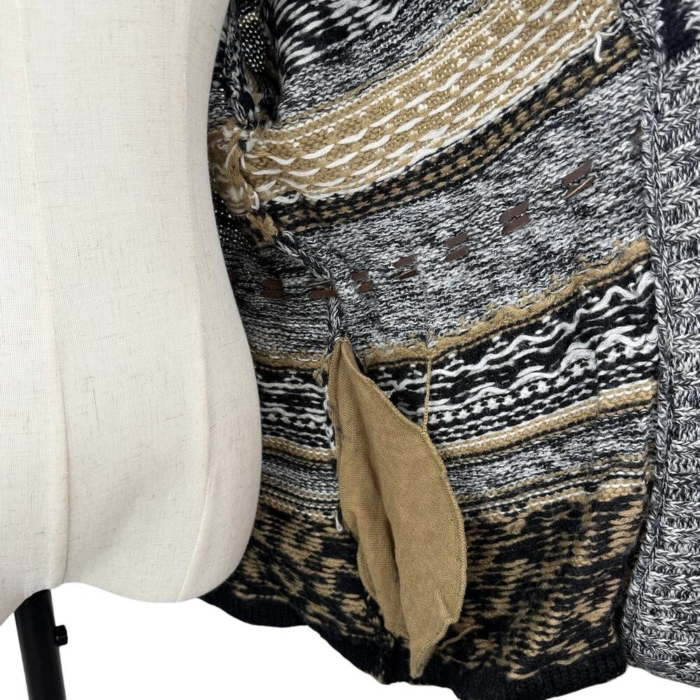 Vintage 80s Together Cardigan Sweater Medium Leopard Print Fringe Chunky Knit - Picture 12 of 13